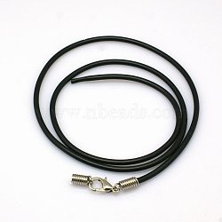 Black Rubber Necklace Cord Making, with Iron Findings, Platinum, 17 inch, 3mm(NFS045-2)