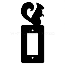 Iron Light Switch Decorations, with Screws, Rectangle with Fox, Black, 185x70x1.5mm(AJEW-WH0238-009)