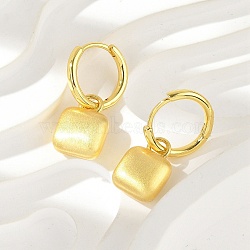 Brass Pendants Hoop Earrings, Square, Real 18K Gold Plated, 24x9.5mm(EJEW-B120-08G-02)