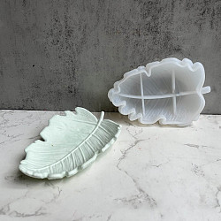 DIY Leaf Dish Tray Silicone Molds, Storage Molds, for UV Resin, Epoxy Resin Craft Making, White, 143x100x26mm(DIY-P070-G02)