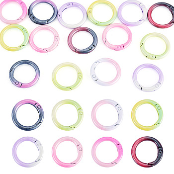 15Pcs Spray Paint Alloy Spring Gate Rings, Ring, Mixed Color, 25x5mm