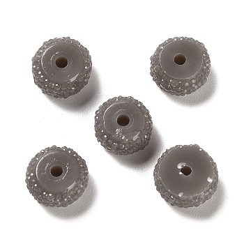 Opaque Resin Beads, Textured Rondelle, Slate Gray, 12x7mm, Hole: 2.5mm