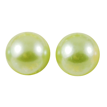 ABS Plastic Imitation Pearl Cabochons, Half Round, Green Yellow, 8x4mm