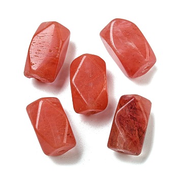 Cherry Quartz Glass Beads, Rectangle, Faceted, 19.5~22x12~13x12~13mm, Hole: 1.8mm