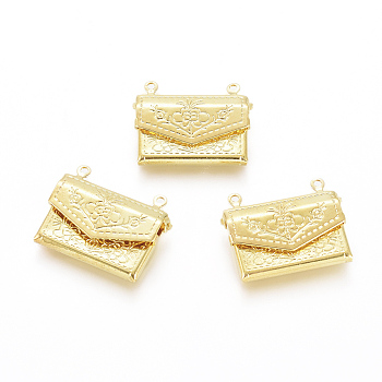 Brass Locket Pendants, Photo Frame Charms for Necklaces, Bag, Golden, 16.8x21.8x3.5mm, Hole: 1mm