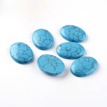 Oval Synthetic Turquoise Cabochons, Dyed, 40x30x8mm