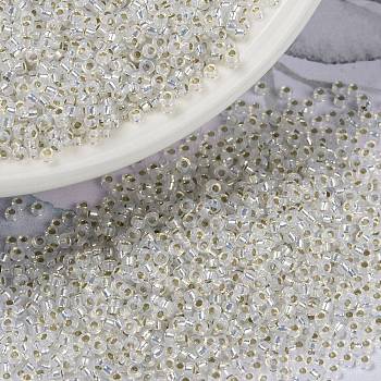MIYUKI Round Rocailles Beads, Japanese Seed Beads, (RR551) Gilt Lined Opal, 15/0, 1.5mm, Hole: 0.7mm, about 27777pcs/50g