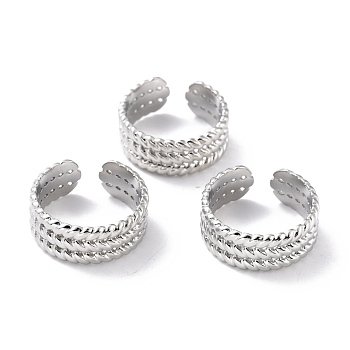 304 Stainless Steel Finger Rings, Cuff Rings, Long-Lasting Plated, Textured, Stainless Steel Color, US Size 6 3/4(17.1mm), 8mm
