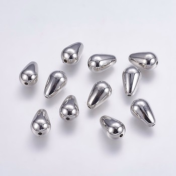 CCB Plastic Beads, teardrop, Platinum, 18x12mm, Hole: 2mm