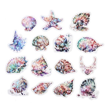 Waterproof PET Stickers Set, Decorative Stickers, Ocean Star Theme, Shell Shape, 37~51x36~50x0.1mm