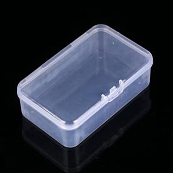 Transparent Plastic Box with Hinged Lid, for DIY Art Craft, Nail Diamonds, Bead Storage, Rectangle, Clear, 8.8x5.5x2.8cm