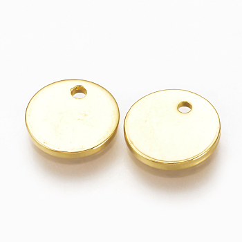 Brass Charms, Nickel Free, Real 18K Gold Plated, Flat Round, 8x1mm, Hole: 1mm