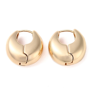 Rack Plating Brass Thick Hoop Earrings, Flat Round, Light Gold, 17x8.5mm