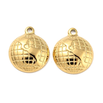 304 Stainless Steel Pendants, Earth Charm, Real 18K Gold Plated, 18x15x4.5mm, Hole: 1.4mm