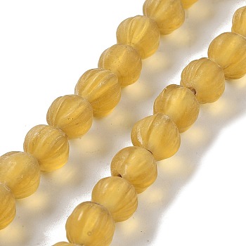 Handmade Lampwork Beads, Pumpkin, Gold, 10.5x9.5mm, Hole: 1.5mm, about 64pcs/strand, 25.79''(65.5cm)