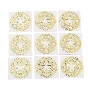 Self Adhesive Brass Stickers, Scrapbooking Stickers, for Epoxy Resin Crafts, Golden, Star Pattern, 30x0.3mm