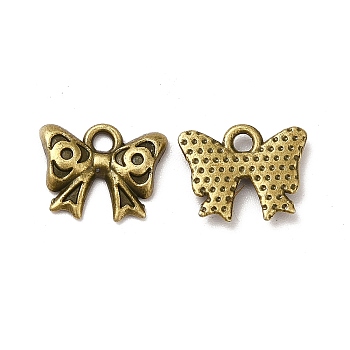 Tibetan Style Alloy Charms, Bowknot Charms, Antique Bronze, 10x12.5x2mm, Hole: 1.6mm
