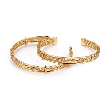 Long-Lasting Plated Brass Cuff Bangles, Golden, 2-3/8 inch(6.2cm)
