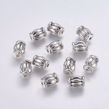 CCB Plastic Beads, Corrugated Beads, Column, Antique Silver, 12x9mm, Hole: 2mm(CCB-G006-190AS)