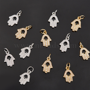 12Pcs 2 Colors Brass Micro Pave Clear Cubic Zirconia Charms(ZIRC-NB0001-77)-4
