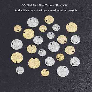 Pandahall elite 60pcs 6 style placage ionique (ip) 304 pendentifs texturés en acier inoxydable(STAS-PH0003-26)-2