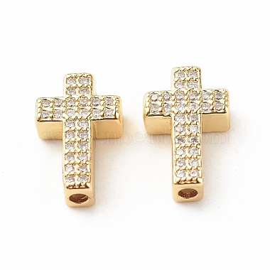 Clear Cross Brass+Cubic Zirconia Beads