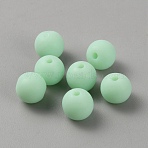 Acrylic Frosted Round Beads, Light Green, 7.8x7mm, Hole: 1.6mm(FACR-WH0001-06A-15)