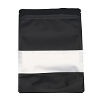 Color Printing Aluminum Foil Open Top Resealable Bags, Food Storage Bags, Sealable Pouches, for Storage Packaging with Tear Notches, Rectangle, Black, 23x16x0.2cm, Inner Measure: 14.5cm, Window: 16x6cm, Unilateral Thickness: 4.7 Mil(0.12mm)(OPP-M002-05A-01)