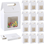 Rectangle Paper Gift Boxes with Clear Window, for Party, Wedding, Bakery Box, White, 5.8x9.7x15.1cm(CON-WH20003-02C)