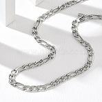 6MM 304 Stainless Steel Figaro Chain Necklaces, Tarnish Free, Stainless Steel Color, 18.11 inch(46cm)(NJEW-G203-02P)