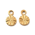 304 Stainless Steel Charms, Flat Round, Real 18K Gold Plated, 7x4.5x1mm, Hole: 1.2mm(X-STAS-C071-02A-G)