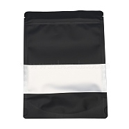 Color Printing Aluminum Foil Open Top Zip Lock Bags, Food Storage Bags, Sealable Pouches, for Storage Packaging with Tear Notches, Rectangle, Black, 23x16x0.2cm, Inner Measure: 14.5cm, Window: 16x6cm, Unilateral Thickness: 4.7 Mil(0.12mm)(OPP-M002-05A-01)