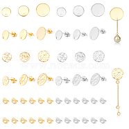 24Pcs 12 Style 304 & 201 Stainless Steel Stud Earring Findings, with 304 Stainless Steel Pins and Earring Backs, Flat Round, Golden & Stainless Steel Color, 8~12mm, Hole: 1~1.6mm, Pin: 0.8mm, 2Pcs/style(STAS-CA0001-87)