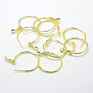 Brass Hoop Earrings, Golden, 20x1.2mm(X-EC259-G)