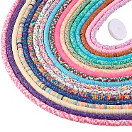 DIY Stretch Bracelets Making Kits, 18 Strands 18 Colors Polymer Clay Beads Strands and Elastic Crystal Thread, Mixed Color, 6x0.5~1mm, Hole: 1.8~2mm, about 320~447pcs/strand, 15.75 inch~16.14 inch(40~41cm), 18 colors, 1 strand/color, 18 strands(DIY-SZ0003-93)