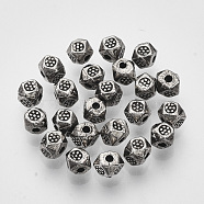 CCB Plastic Beads, Polygon, Antique Silver, 3.5x4x4mm, Hole: 1.2mm, about 9200pcs/400g(CCB-T009-43)