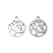 316 Surgical Stainless Steel Charms, Laser Cut, Flat Round Charm, Stainless Steel Color, Tree, 14.5x12.5x1mm, Hole: 1.5mm(STAS-C096-11G-P)