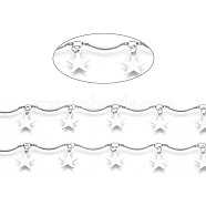 Handmade 304 Stainless Steel Scalloped Bar Link Chains, Soldered, with Star Charms and Card Paper, Stainless Steel Color, Bar Link: 16x2x3mm, Star: 9x8x0.5mm, about 16.4 Feet(5m)/card(CHS-L024-008P)