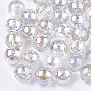 Transparent Plastic Beads, AB Color Plated, Round, Clear AB, 6mm, Hole: 1.6mm, 4500pcs/500g(OACR-S026-6mm-10)