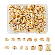 DIY Beads Jewelry Making Finding Kit, Including 112Pcs 14 Style Alloy & Brass Beads, Cube & Column & Barrel & Sun, Golden, 4.5~8x4.5~7.5x2~7mm, Hole: 2~4mm, 8Pcs/style(DIY-TA0003-82)