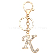 Alloy Rhinestone Letter Pendant Keychain, for Bag Pendant Accessories, Letter K, 114x38mm(PW23073191795)