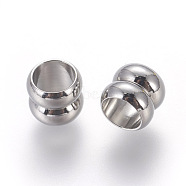 201 Stainless Steel Beads, Large Hole Beads, Column, Stainless Steel Color, 6x7mm, Hole: 5mm(STAS-E451-33P)