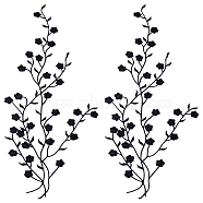 Cotton Embroidery Ornament Accessories, Appliques, Flower, Black, 450~470x1mm(AJEW-WH0504-32A)