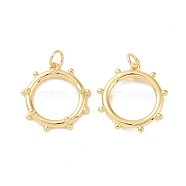 Rack Plating Brass Pendants, with Jump Ring, Cadmium Free & Lead Free, Long-Lasting Plated, Long-Lasting Plated, Round Ring, Real 18K Gold Plated, 19.5x19x3.5mm, Jump Ring: 5x1mm, Inner Diameter: 3mm(KK-C004-07G)