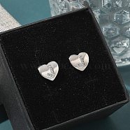 Rack Plating Brass Micro Pave Clear Cubic Zirconia Stud Earrings, Heart, Letter J, 8.5x9.5mm(EJEW-K299-01P-J)