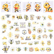 Nbeads PVC Self Adhesive Stickers, for Kids Waterproof Bee Sticker Laptop Stickers Pack, Bees Pattern, 2.3~7.6x3.7~8.5x0.02cm, 50pcs/bag, 1bag(DIY-NB0005-21)