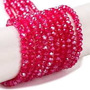 Baking Electroplate Glass Beads Strands, AB Color, Faceted, Round, Fuchsia, 3x2mm, Hole: 0.7mm, about 152~153pcs/strand, 13.39''(34~34.5cm)(DGLA-A039-J2MM-B21)