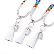 Natural Howlite Bullet & Tassel Pendant Necklace with Mixed Gemstone Beaded Chains, Chakra Yoga Jewelry for Women, 25.98 inch(66cm)(NJEW-E585-02H)