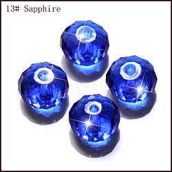 Imitation Austrian Crystal Beads, Grade AAA, Faceted, Rondelle, Blue, 6x4mm, Hole: 0.7~0.9mm(SWAR-F068-4x6mm-13)