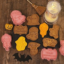 Halloween Plastic Cookie Candy Food Cutters Molds, for DIY, Kitchen, Baking, Kids Birthday Party Supplies Favors, Mixed Shapes, 53~73x47~64x20mm, 8pcs/set(DIY-K080-05)